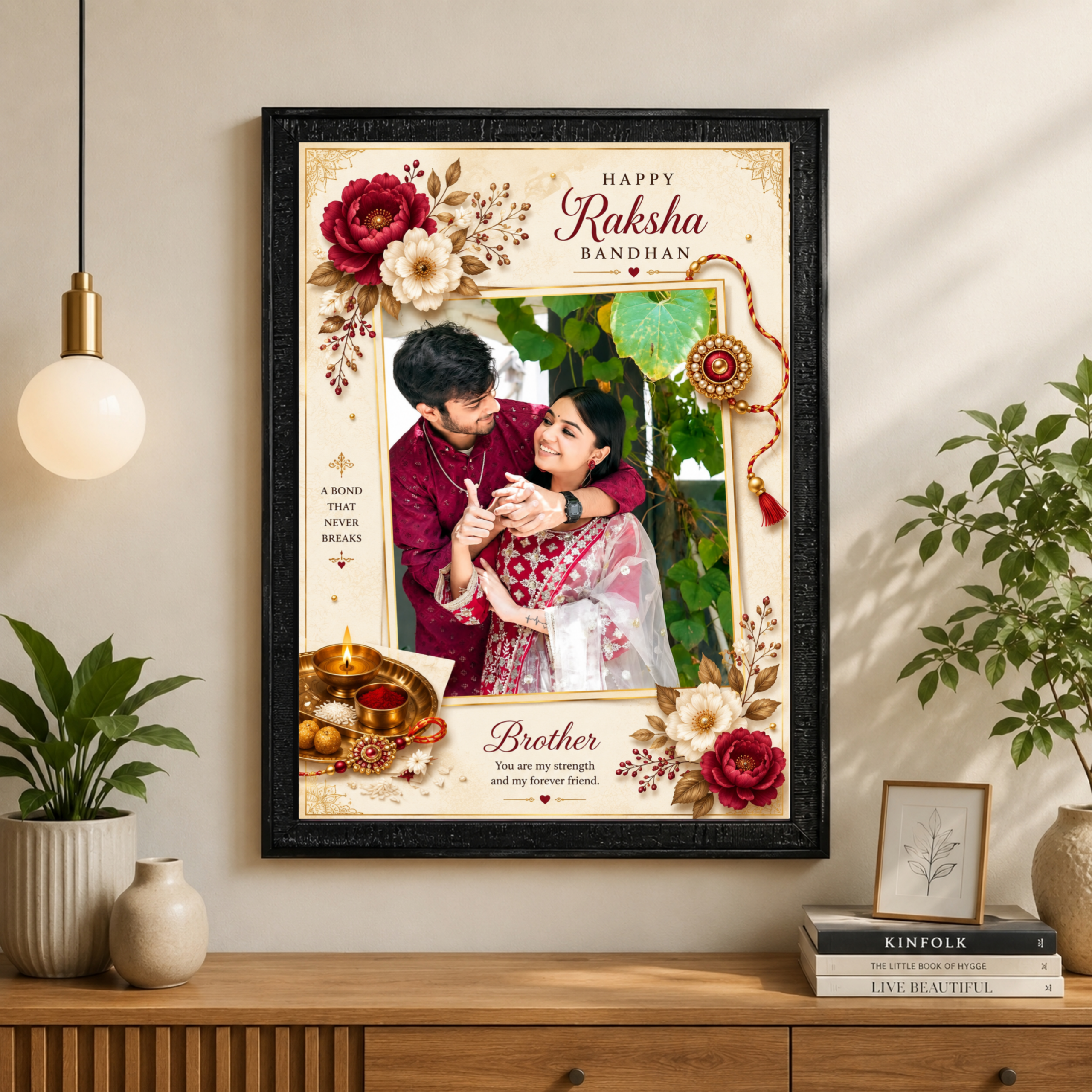 Personalized Raksha Bandhan Photo Frame – Design 1 | Custom A4 Gift