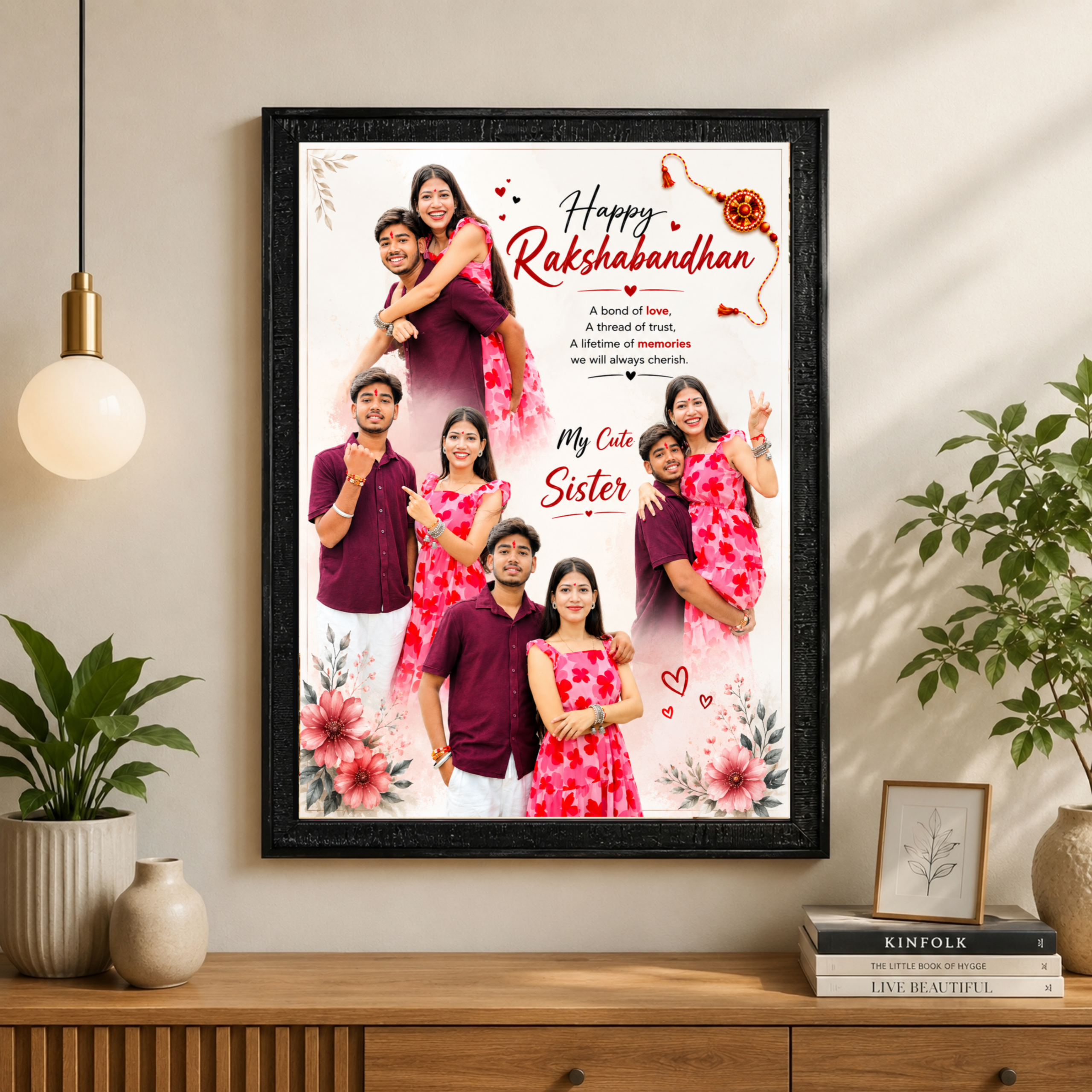 Personalized Raksha Bandhan Photo Frame – Design 2 | Custom A4 Gift