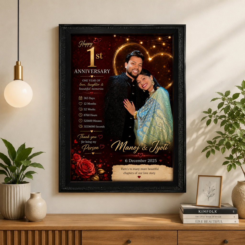 1st Anniversary Gift | Personalized A4 Photo Frame