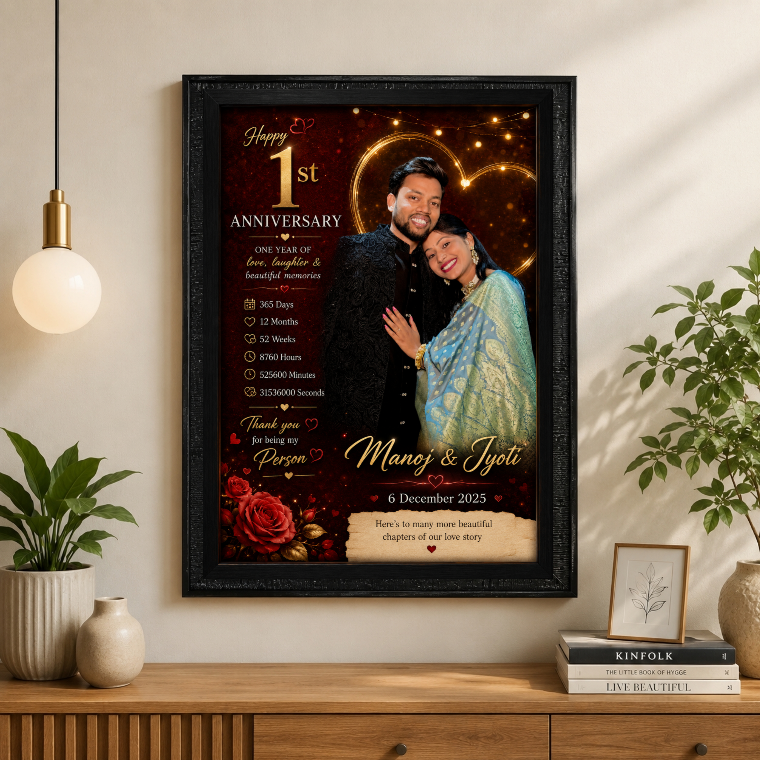 1st Anniversary Gift | Personalized A4 Photo Frame