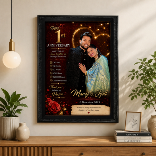 1st Anniversary Gift | Personalized A4 Photo Frame
