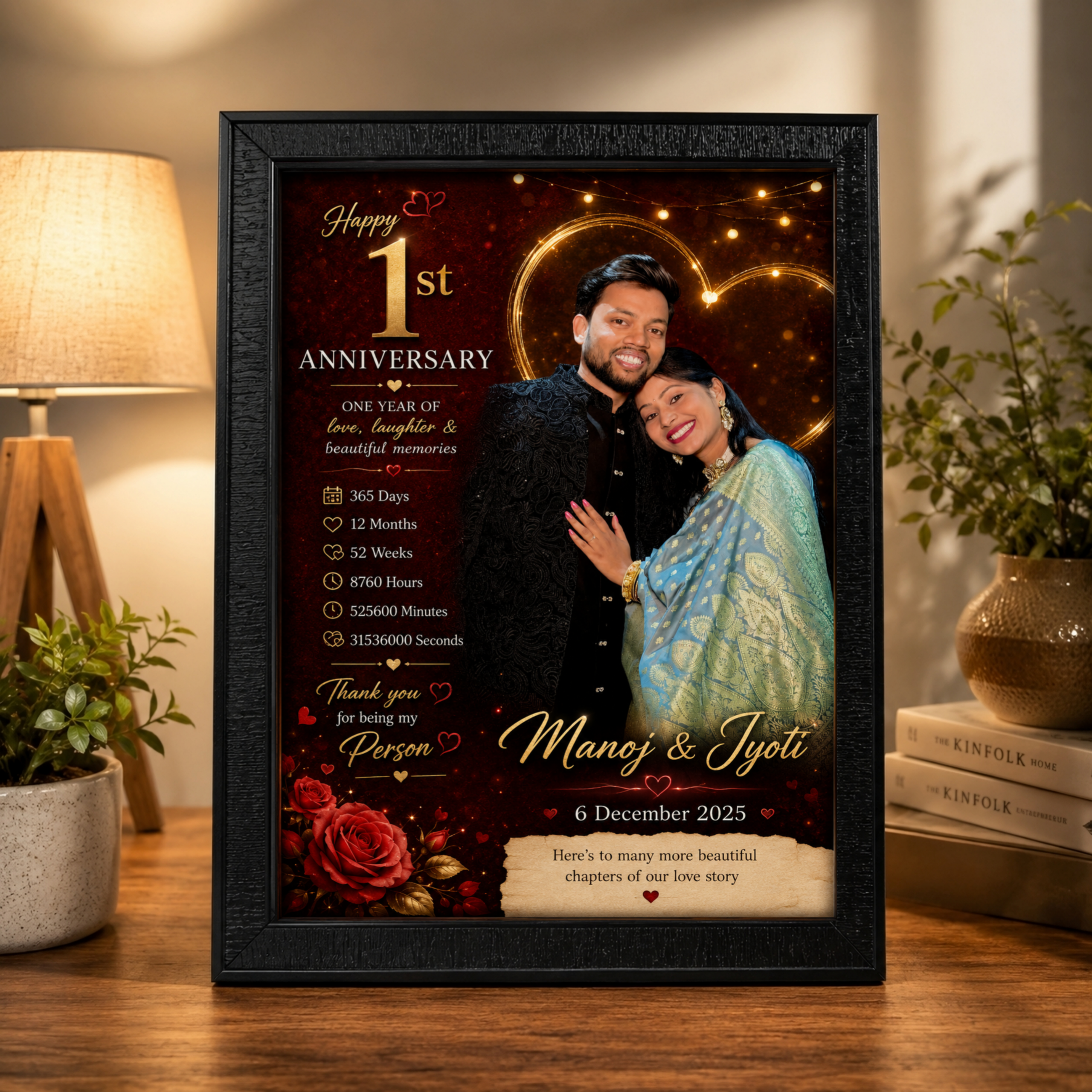 1st Anniversary Gift | Personalized A4 Photo Frame