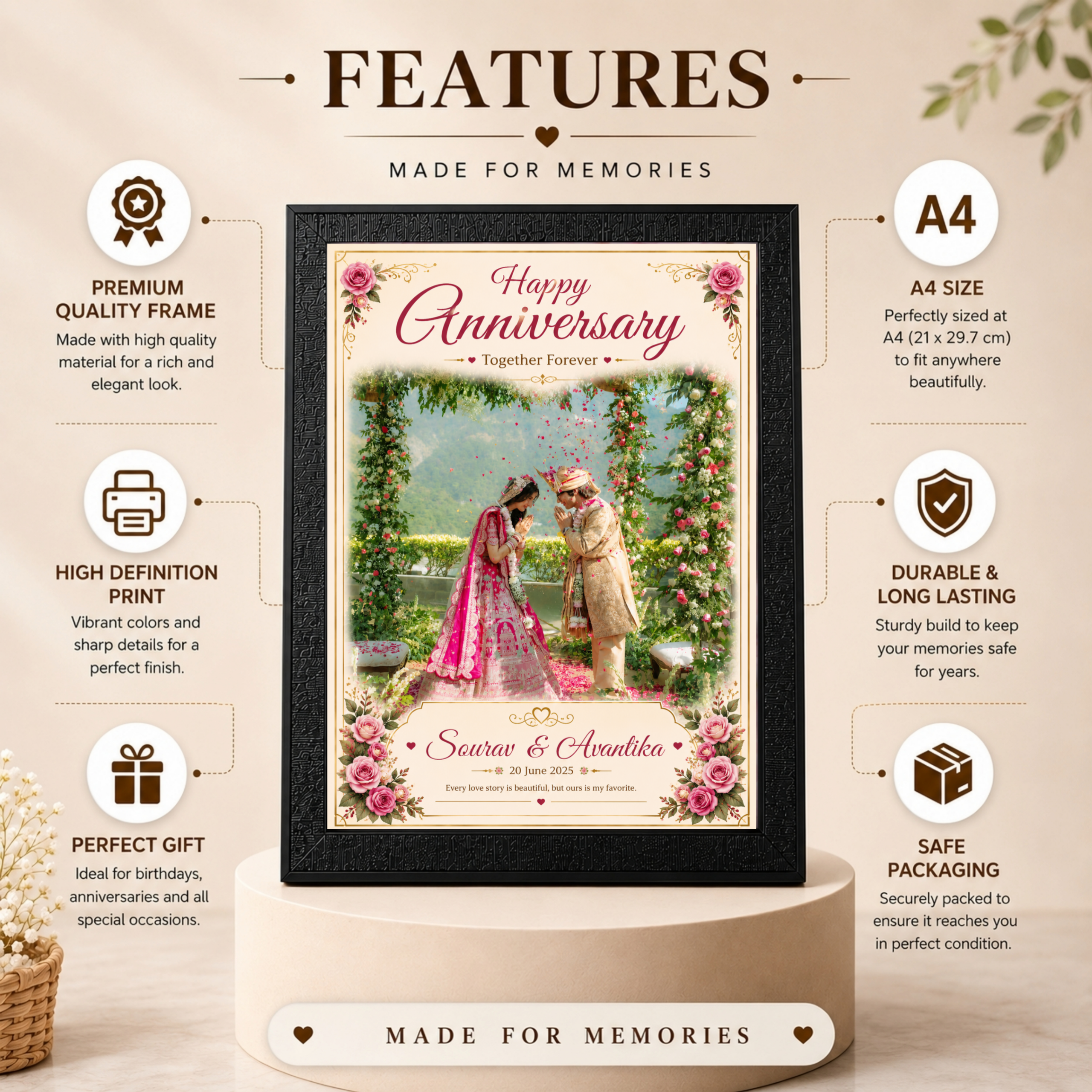 Wedding Anniversary Gift | Personalized A4 Photo Frame
