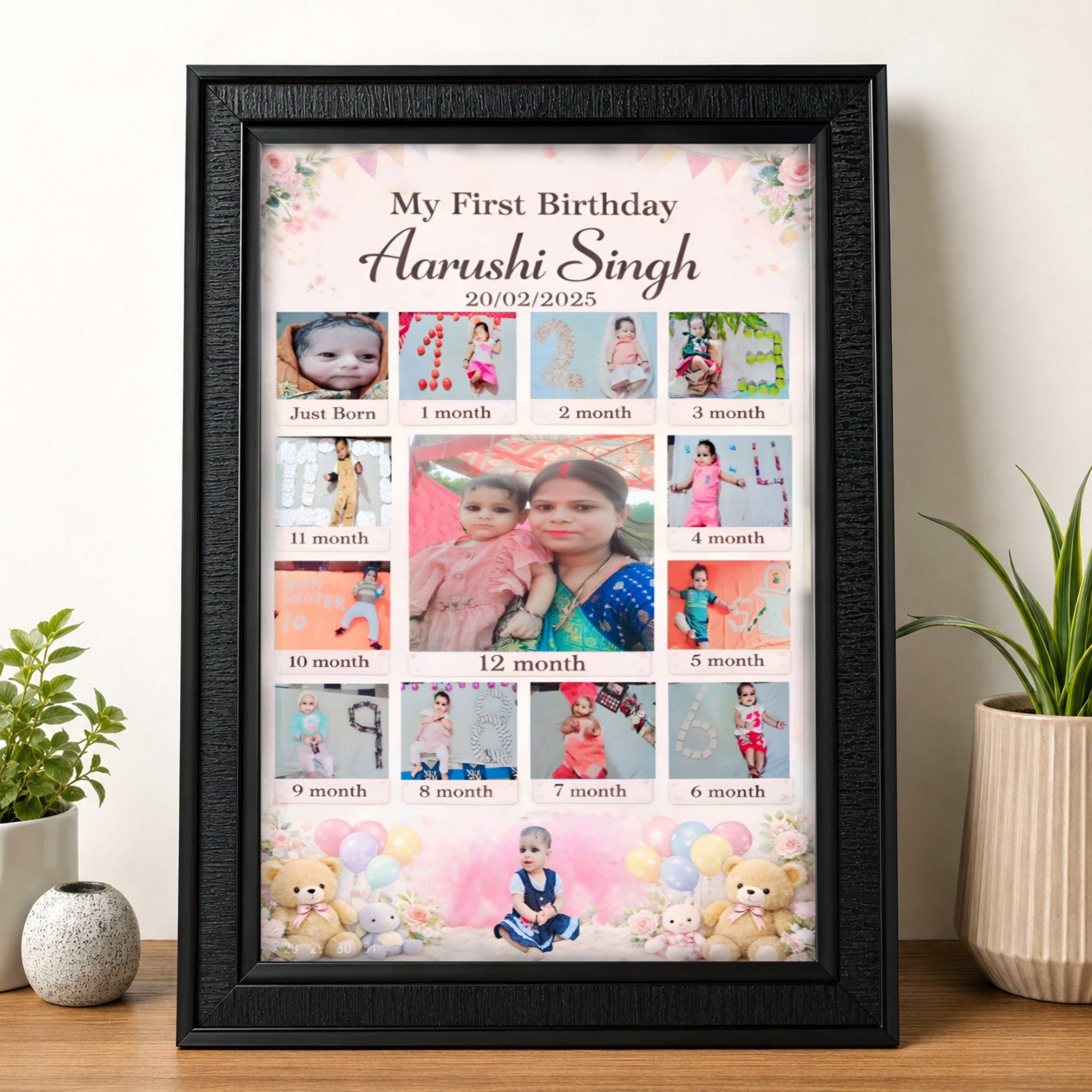 12 Month Baby Photo Frame | Personalized A4 Memory Frame