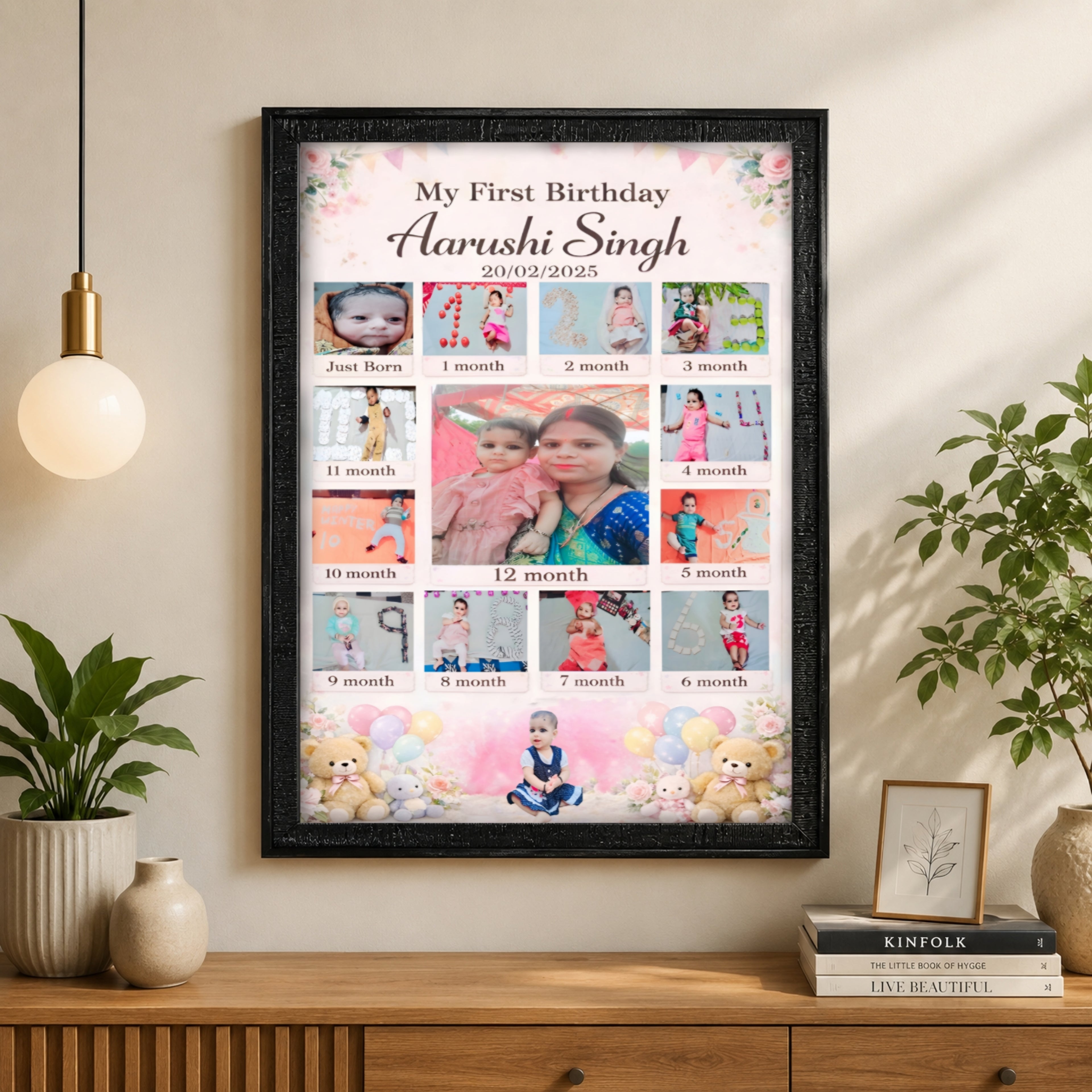 12 Month Baby Photo Frame | Personalized A4 Memory Frame