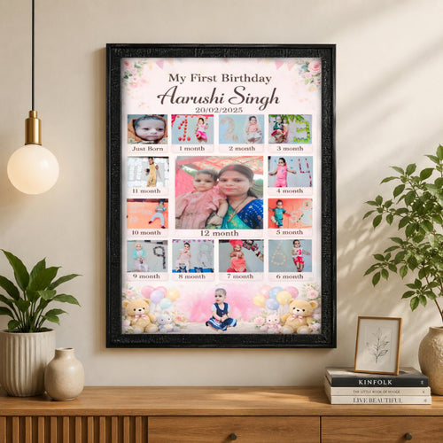 12 Month Baby Photo Frame | Personalized A4 Memory Frame