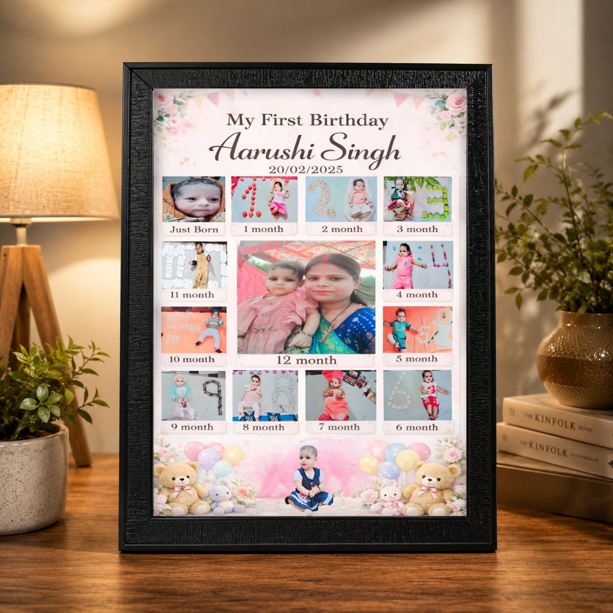 12 Month Baby Photo Frame | Personalized A4 Memory Frame