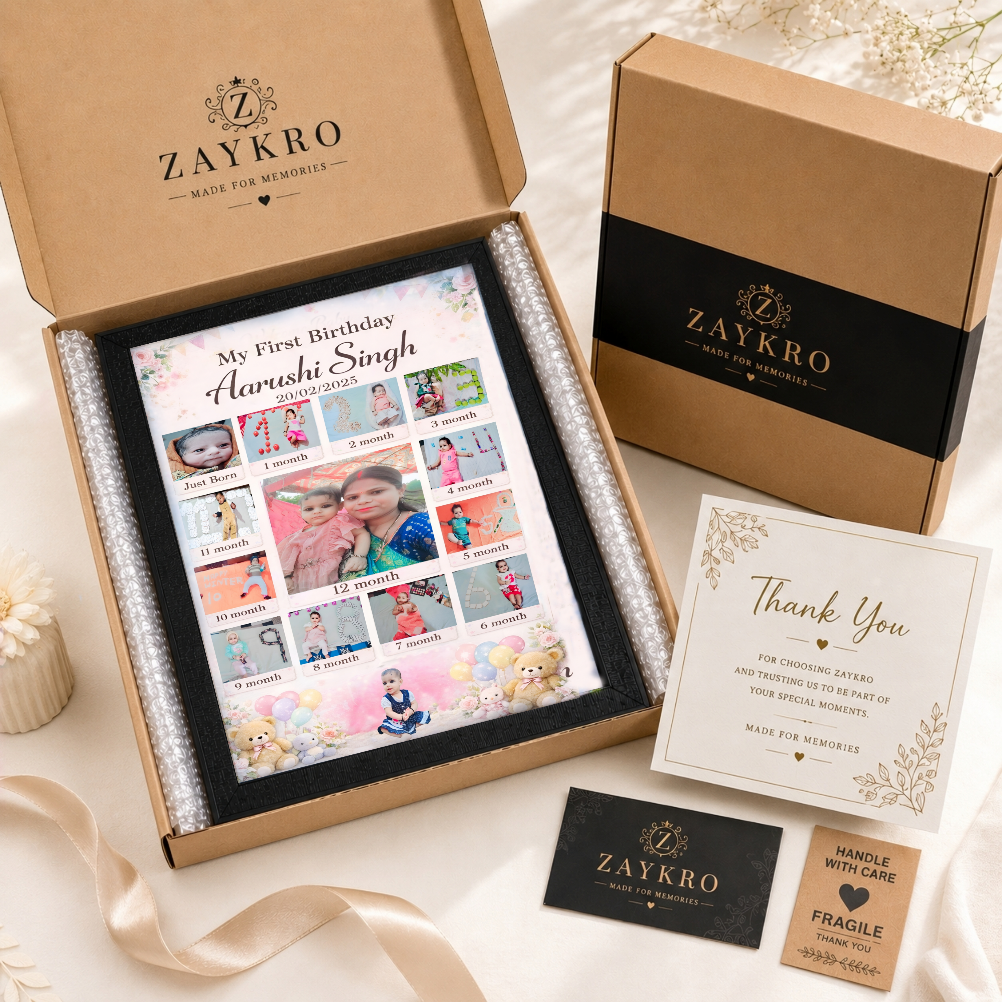 12 Month Baby Photo Frame | Personalized A4 Memory Frame
