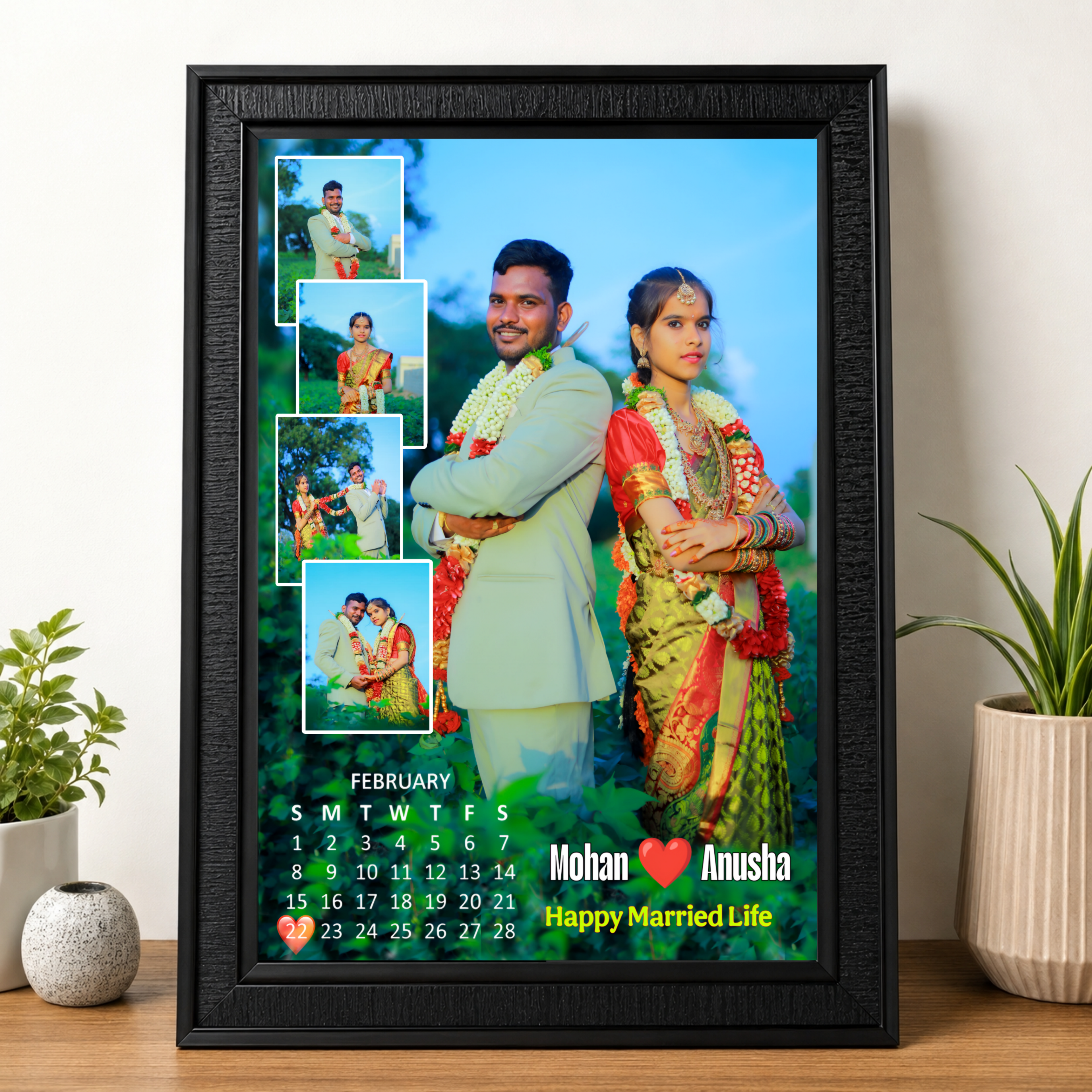 Personalized Wedding Photo Frame – Design 1 | Custom A4 Gift