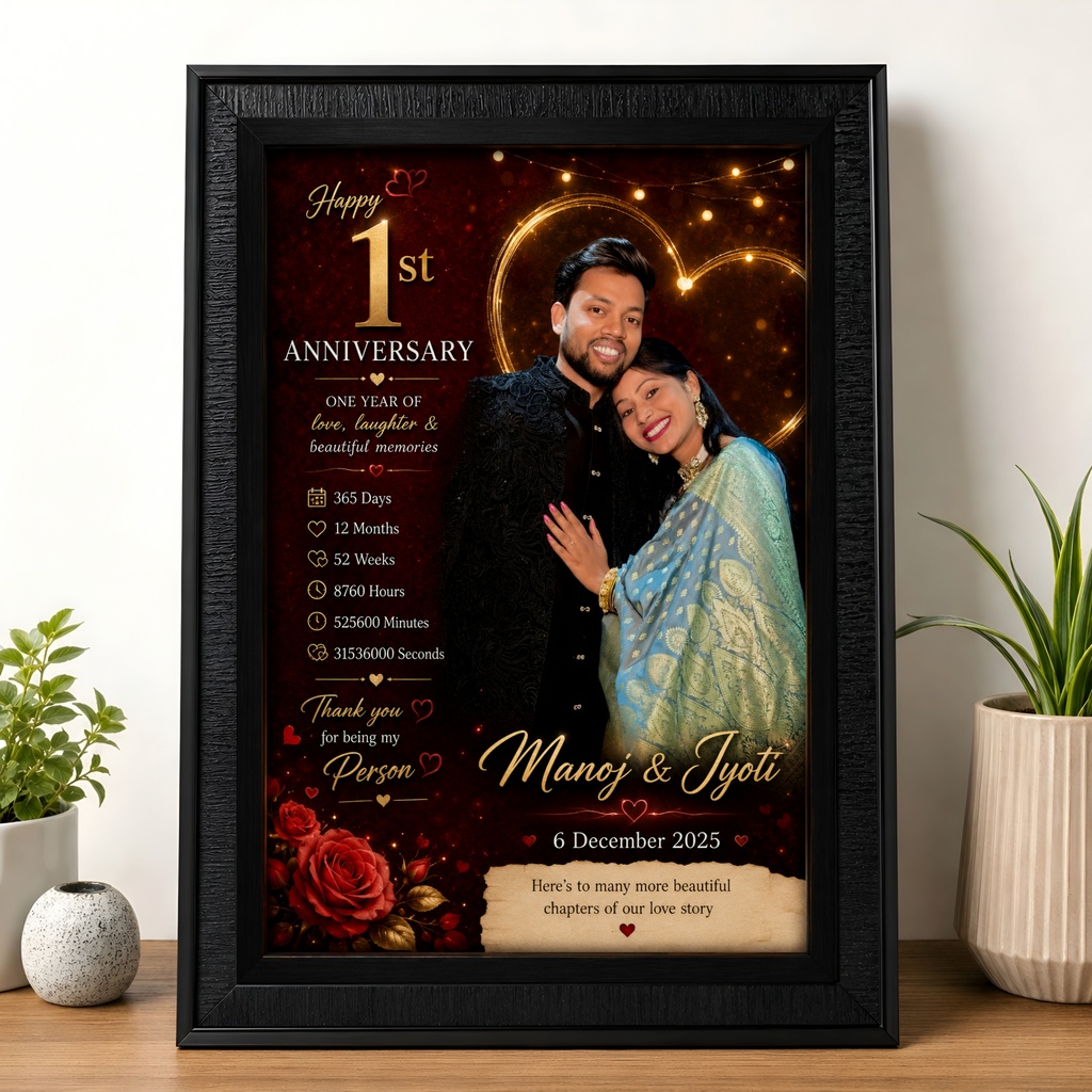 1st Anniversary Gift | Personalized A4 Photo Frame